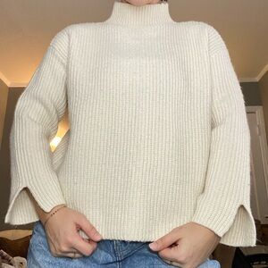 LOFT Cream Wool Blend Turtleneck Sweater